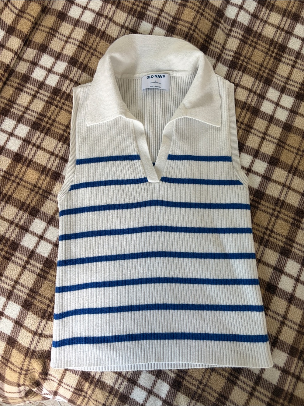 Striped polo tank top
